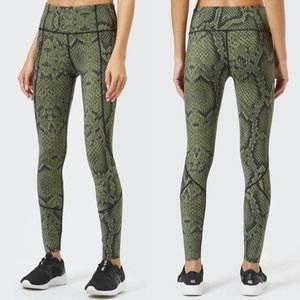 Varley Bedford Green Snakeskin Leggings Tights Animal Print Yoga Pants XS